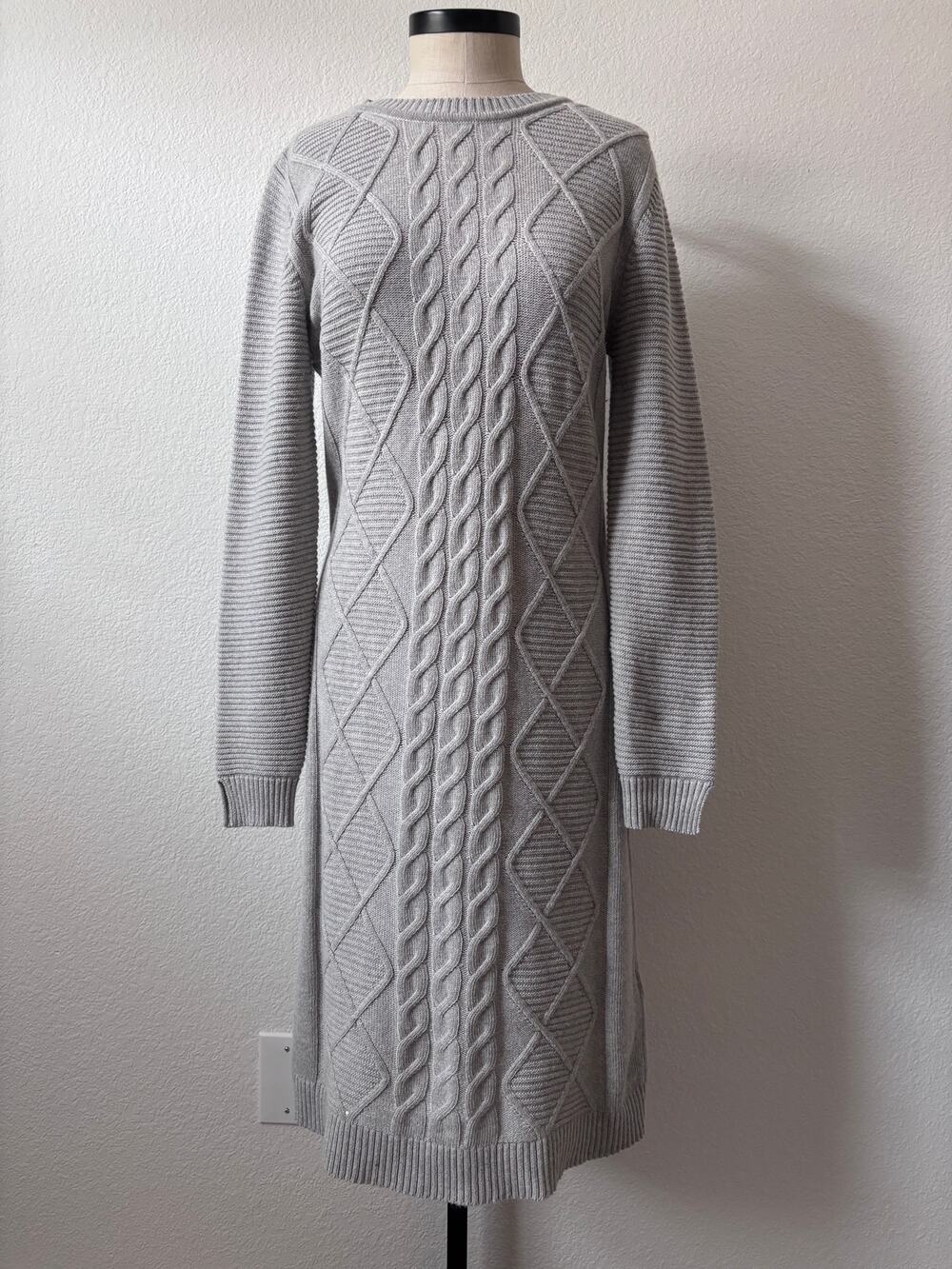 Barbour - Emanuel Wool Blend Cable Patterned Knit Dress Pre-Owned Size 14
